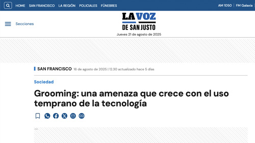 Gonzalo Castillo es docente y trabaja en la prevención del grooming y en la educación sobre el uso seguro de la tecnología.
